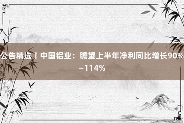 公告精选丨中国铝业：瞻望上半年净利同比增长90%—114%