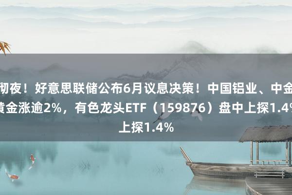 彻夜！好意思联储公布6月议息决策！中国铝业、中金黄金涨逾2%，有色龙头ETF（159876）盘中上探1.4%